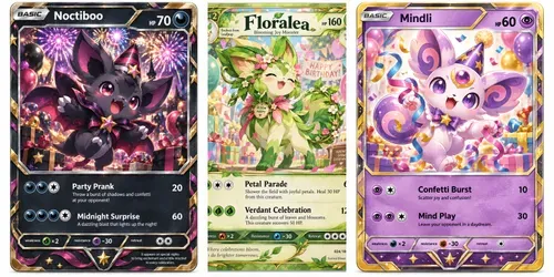 Pokémon Birthday Evolution Cards generated by chatgpt-image