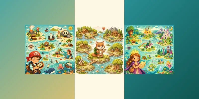 Whimsical Fantasy Map Journey Art