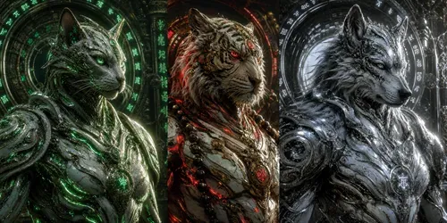 Cinematic Biomechanical Animal Deities generated by chatgpt-image