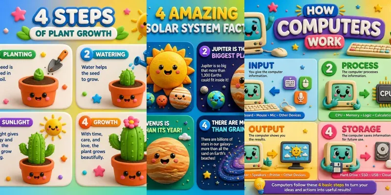3D Cute Education Infographics generated by undefined