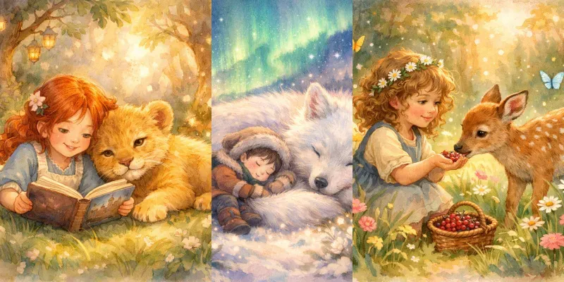 Whimsical Kids Animal Storybook Art generated by undefined