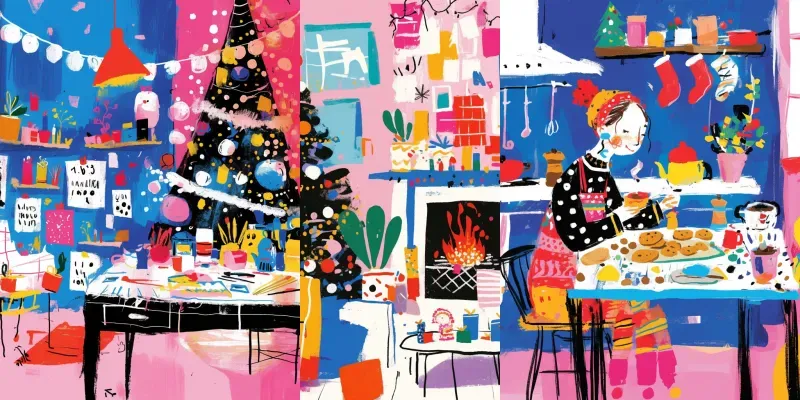 Vibrant Painterly Christmas Scenes generated by undefined