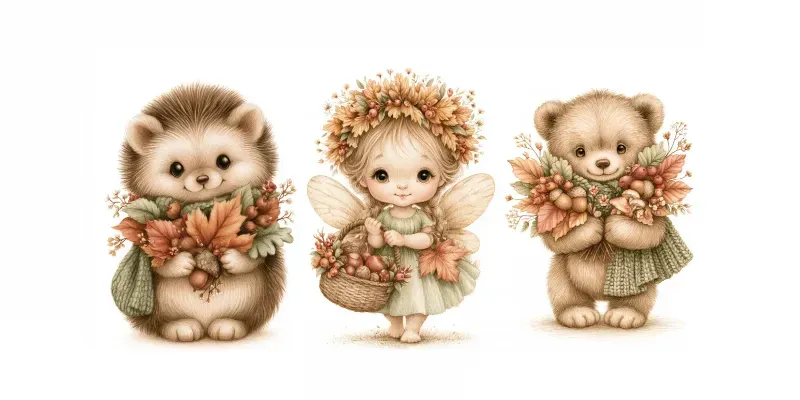 Cozy Autumn Storybook Cliparts generated by undefined