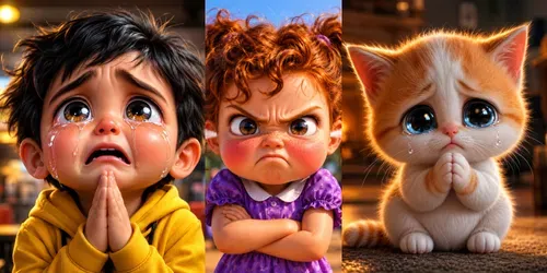 Emotional 3D Cartoon Characters generated by chatgpt-image