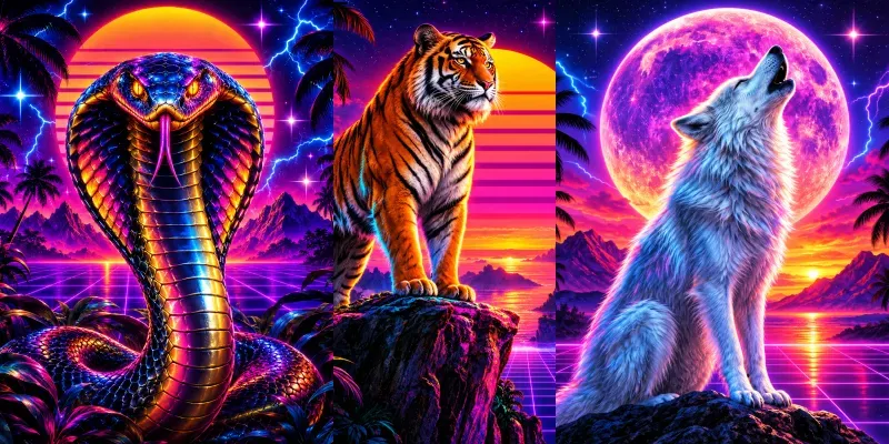 Neon Retro Predator Art