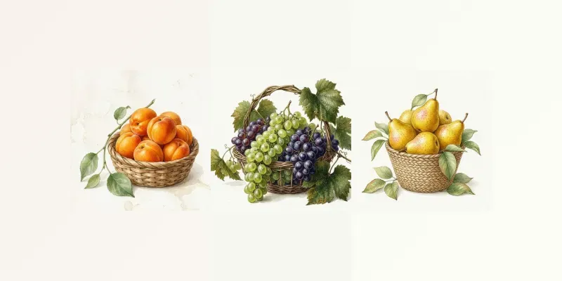 Watercolor Fruit Basket Botanical Art generated by undefined