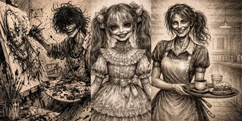 Distorted Grin Character Art Generator generated by undefined