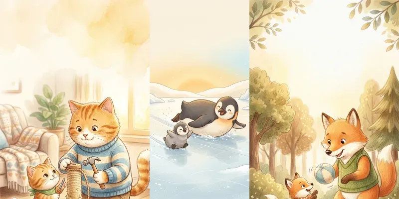 Fathers Day Cute Animal Cards generated by undefined