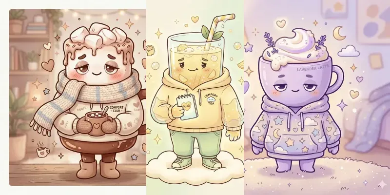 Kawaii Humanoid Drink Characters generated by undefined