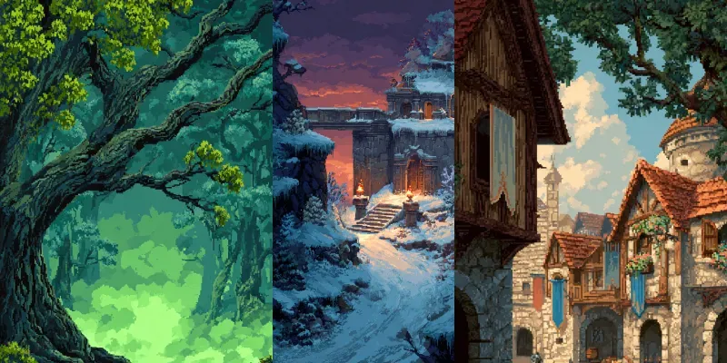 8bit Fantasy Realm Backgrounds generated by undefined