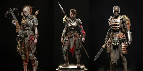 Postapocalypse Wasteland Huntresses generated by grok-image