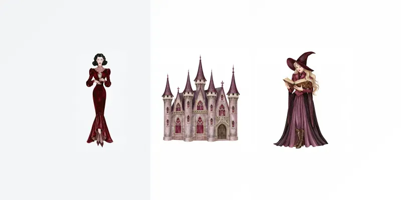 Gothic Enchantment Watercolor Cliparts generated by undefined
