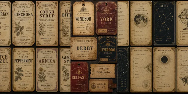 Vintage Ephemera Labels generated by undefined