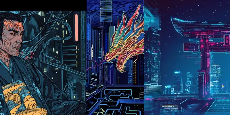 Cyberpunk Ukiyoe Neon Japanese Art generated by undefined