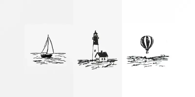 Black White Ink Sketch Cliparts generated by undefined