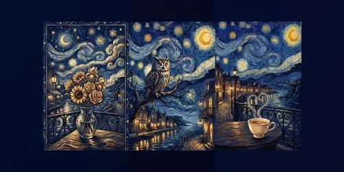 Starry Night Romantic Paintings generated by gemini-image