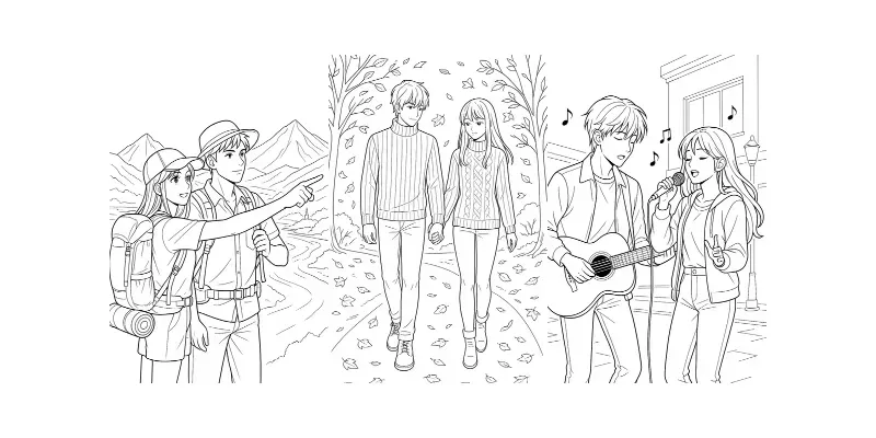 Adorable Anime Couples Coloring Pages generated by undefined