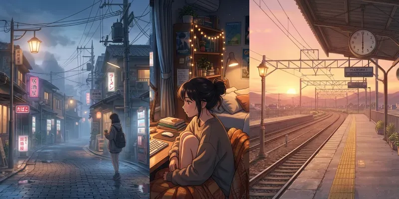 Cozy Lofi Anime Aesthetic Backgrounds generated by undefined