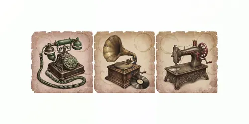 Vintage Mechanical Object Illustrations generated by gemini-image