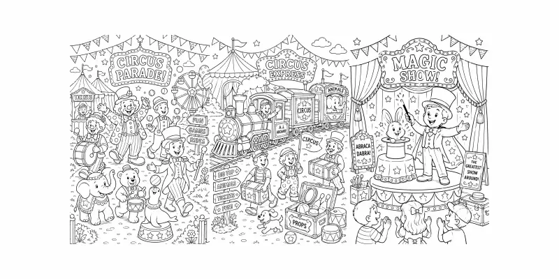 Cute Vintage Circus Coloring Books generated by undefined