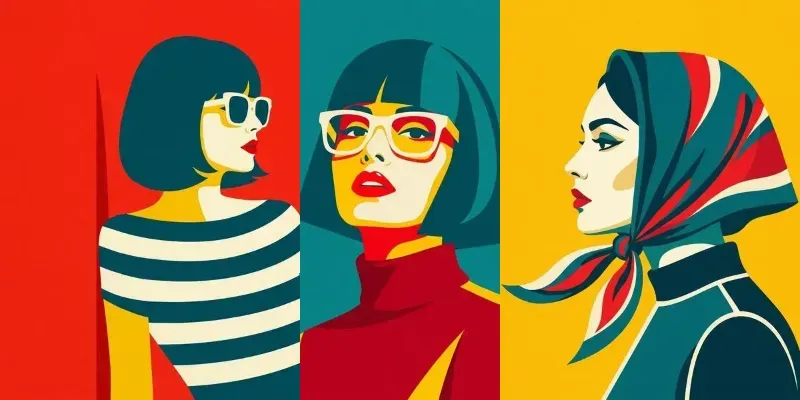 Retro Mod Flat Vector Fashion Portraits generated by undefined