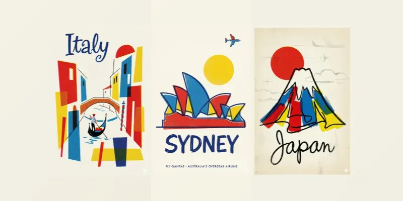 1960s Jet Age Vintage Travel Posters generated by undefined