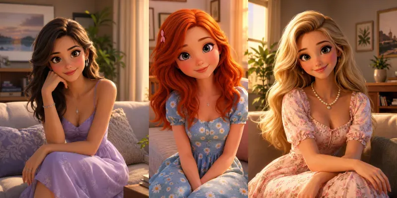 Cute 3D Animated Girl Portraits generated by undefined