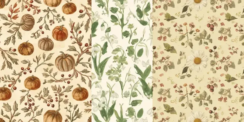 Vintage Botanical Seamless Patterns