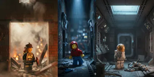 Cinematic Emotional Lego Minifigures generated by gemini-image
