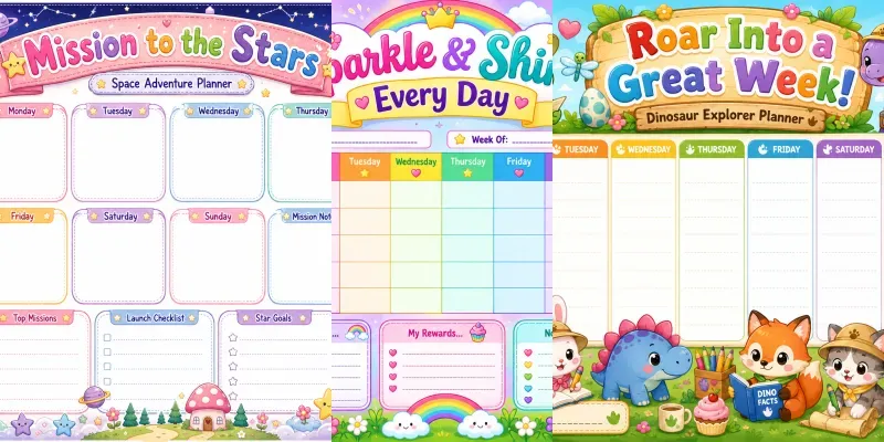 Cute Kids Color Planners generated by undefined