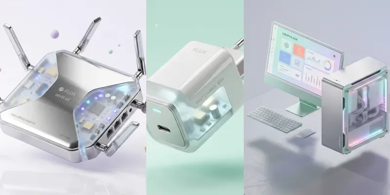 3D Isometric Frosted Glass Tech Assets generated by undefined