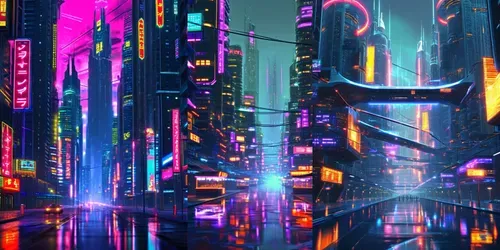 Cyberpunk Neon Cities 100 generated by stable-diffusion