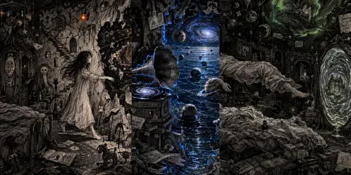 Cosmic Bedroom Portal Ink Illustrations generated by chatgpt-image