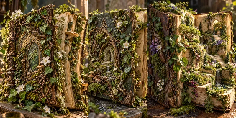Hyperrealistic Living Botanical Books