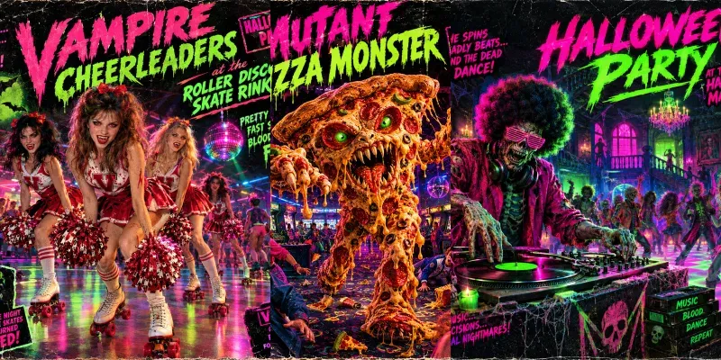 80s Bmovie Halloween Party Posters