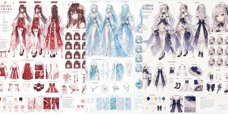Vtuber Character Design Sheets generated by undefined