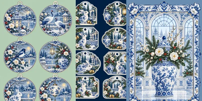 Blue And White Christmas Printables