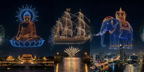 3D Drone Light Show Spectacles generated by gemini-image