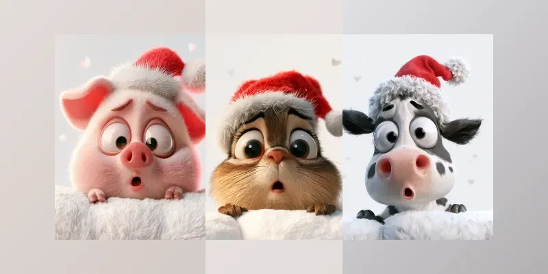 Cute 3D Christmas Animals