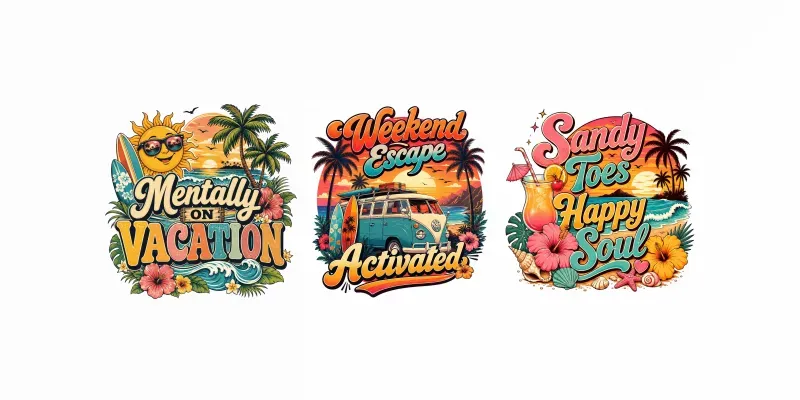 Retro Vacation Quote Summer Design Pack generated by undefined