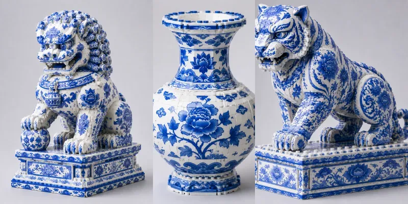Blue And White Porcelain Lego Generator generated by undefined