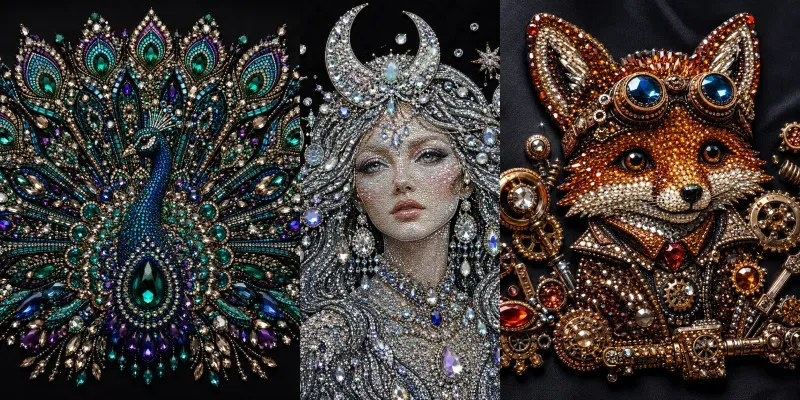Luxury Rhinestone Character Art generated by undefined