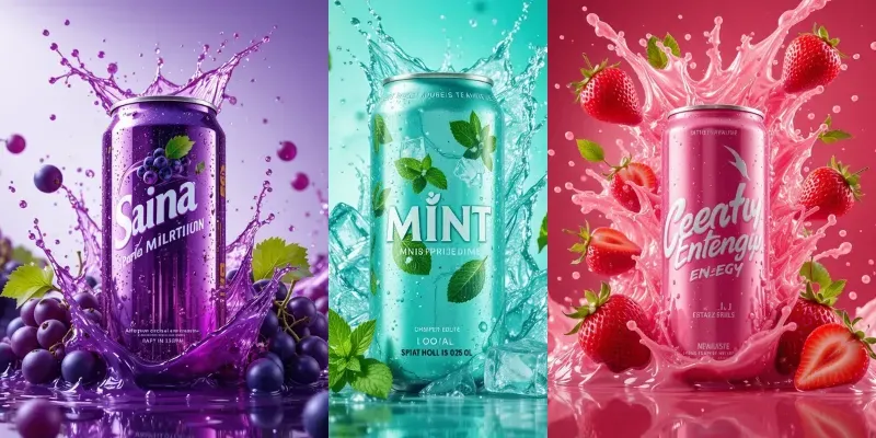 Vibrant Splashy Beverage Product Ads generated by undefined