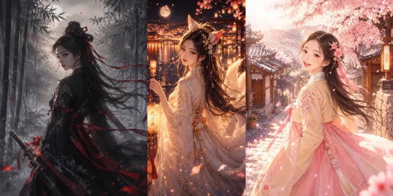 Hanbok Girl Illustration Generator generated by undefined