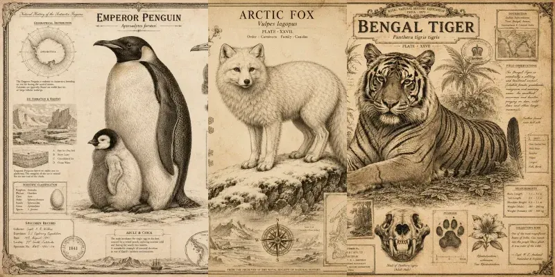 Victorian Nature Engravings Art generated by undefined