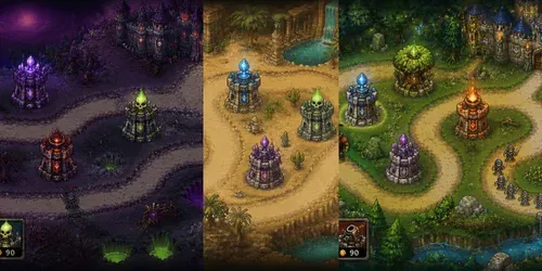 16bit Tower Defense Game Mockups generated by chatgpt-image