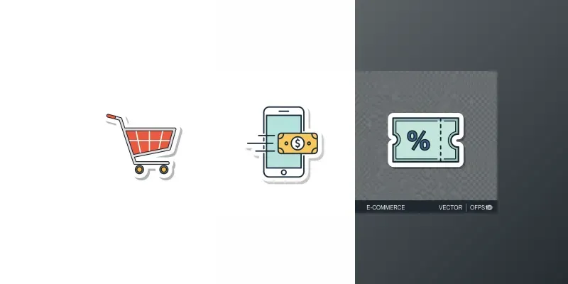 Ecommerce Icon Sticker Designs generated by undefined