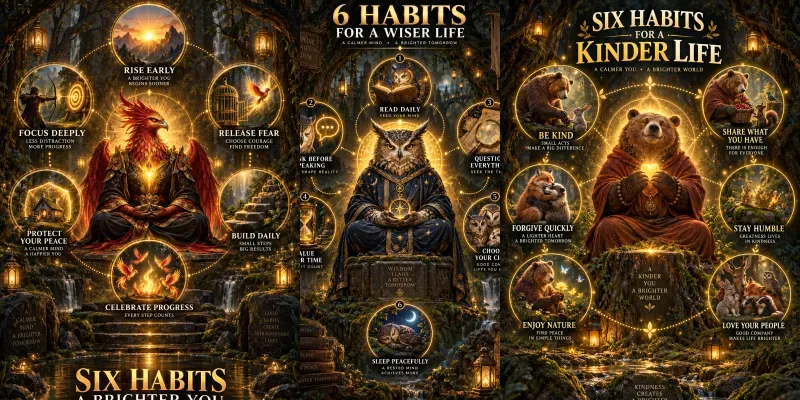 Six Habits Wisdom Posters generated by undefined