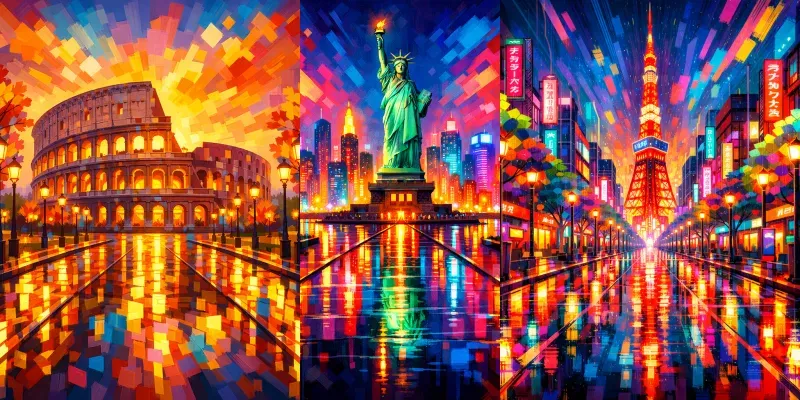 Vivid Landmark Wall Art generated by undefined