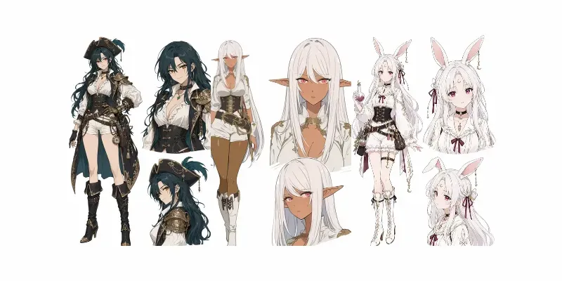 Anime Character Reference Sheets generated by undefined